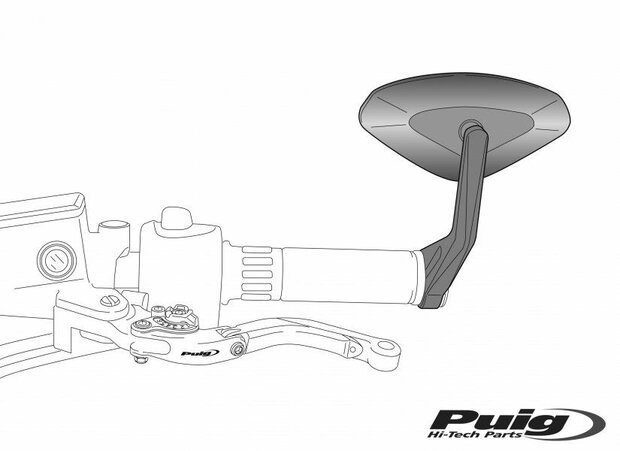 Puig Stuureind spiegel model Hi-Tech IV zwart (Per stuk)