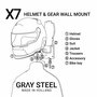 Gray steel X7 helmet & gear wall mount Matt Black